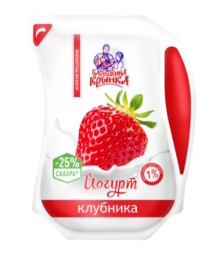 Йогурт "Клубника" 1% 800г. Бабушкина крынка