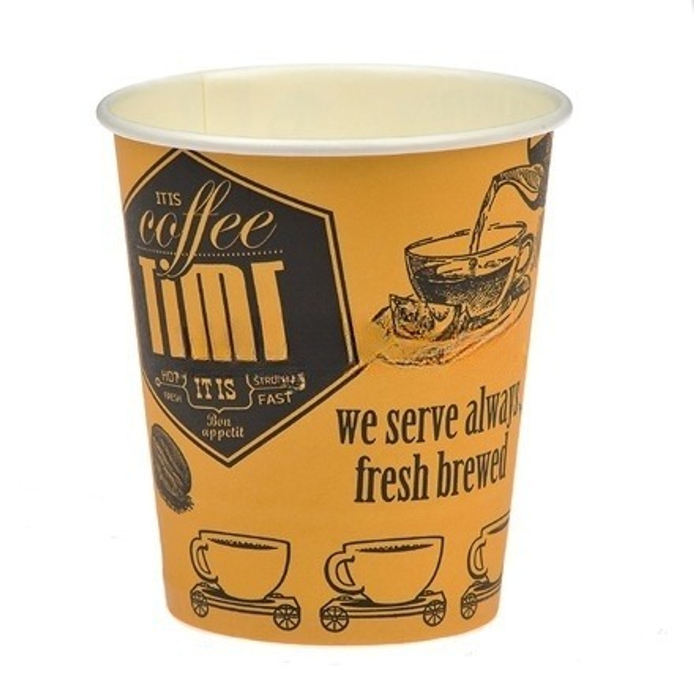 Стакан ГН 185 мл (d-73 мм) бумажный "Cafe time" (60/1500 шт.) ViRiDo