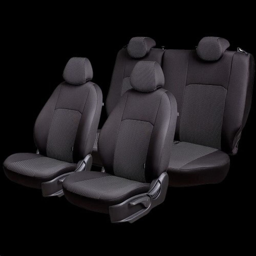 Чехлы на сиденье /2180 Lada Vesta/ седан/универс с 09.2015г. 40/60 без подлок 3Г Дублин Жаккард черный (разд.зад.спинка (LORD AUTO)