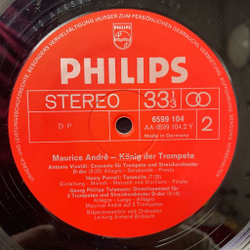 Винтажная виниловая пластинка LP Maurice Andre, Albinoni, Purcell, Vivaldi, Corelli, Handel Konig Der Trompete (Germany 1981)