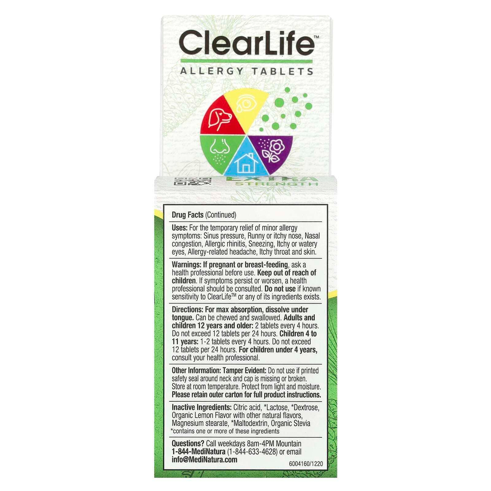 MediNatura, ClearLife, таблетки против аллергии с повышенной силой действия, 60 таблеток