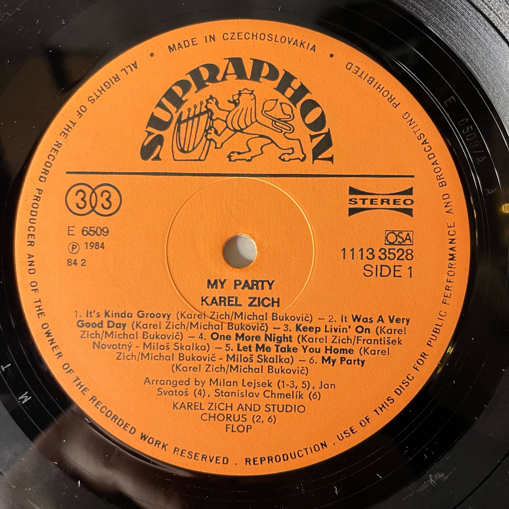Винтажная виниловая пластинка LP Карел Зих Karel Zich My Party (Чехословакия 1984)
