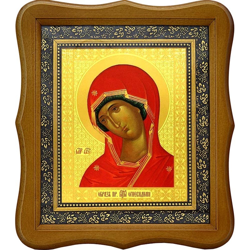 Огневидная икона Божьей Матери на холсте.
