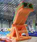 Надувная прямая водная горка для вышки (опоры) «Мандариновая радость», 8*4*5 м