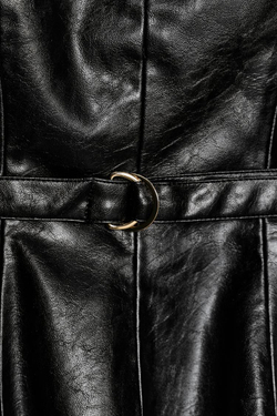 ZARA ТОП ИЗ ИСКУССТВЕННОЙ КОЖИ С РЕМНЕМ, ЧЕРНЫЙ