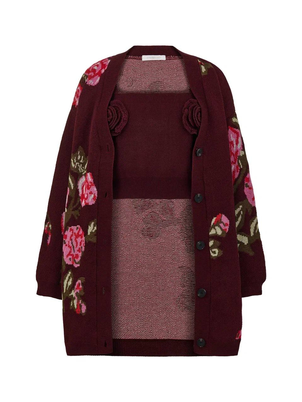 Кардиган удлиненный с топом, бордовый