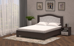 Кровать "Маркиза" 1600х2000 (встр.основание, дуб венге, ТМ-14 белый пуговицы), Мелодия сна, г. Пенза