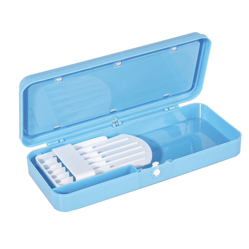 Пенал Alingar, пластик, детская игра на передней панели и мини калькулятор, 75 х 200 мм, "Слоник", микс (голубой, розовый)