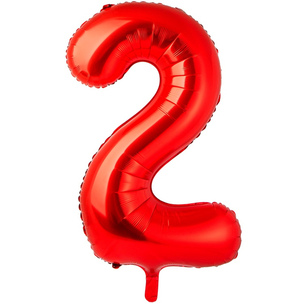 Шар фольгированный Цифра 2 105 см (Красный)