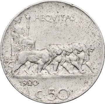 50 чентезимо 1920 Италия (Гладкий гурт)