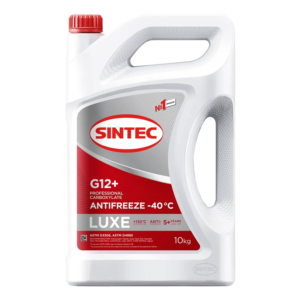 Антифриз Sintec Luxe G12+, красный, 10 кг
