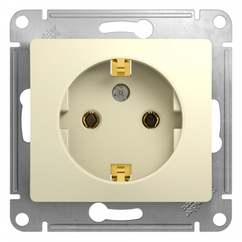 Schneider Electric Glossa Бежевый Розетка с заземляющими контактами механизм IP20 скрытая установка GSL000243