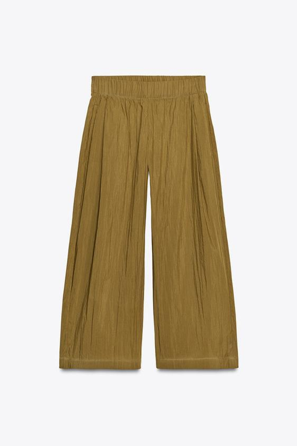 ZARA БРЮКИ ИЗ ПОПЛИНА С ЗАЩИПАМИ — ZW COLLECTION, ЦВЕТ ОЛИВКОВОГО МАСЛ