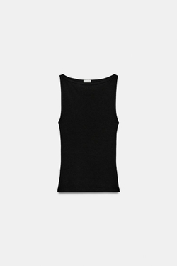 ZARA МИНИМАЛИСТИЧНЫЙ ТОП БЕЗ РУКАВОВ, ЧЕРНЫЙ