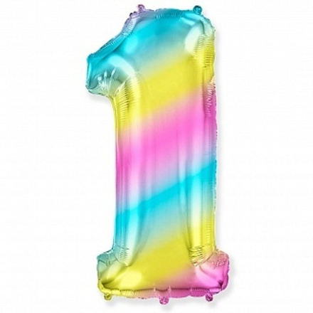 Ф ЦИФРА 1  40" Радуга металлик