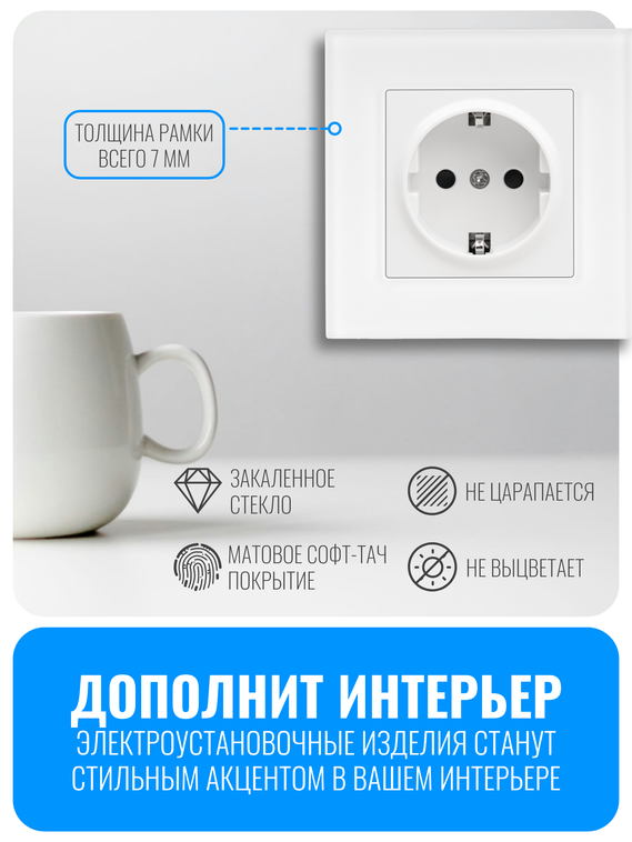 Рамка электроустановочная стеклянная матовая Smart Aura серия ELIT