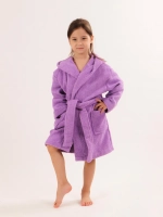 Халат детский махровый "Элит" с капюшоном, цвет: 805-Насыщ.сирень