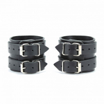 Черные широкие наручники с двумя ремешками (Цвет: черный)