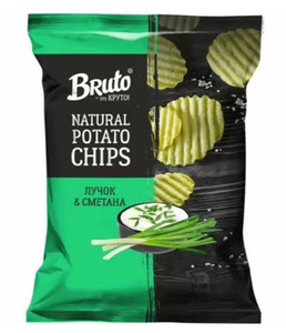 ЧИПСЫ BRUTO СМЕТАНА ЛУК 60ГР