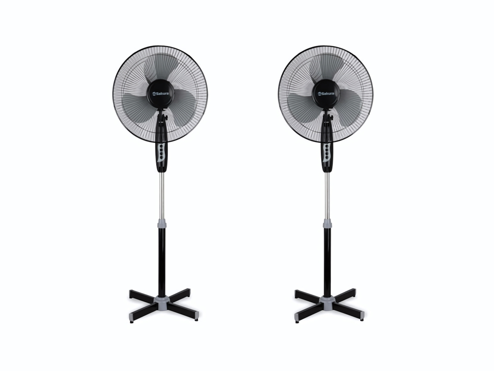 Вентилятор (набор 2шт) напольный SA-10BK (черный с серым)