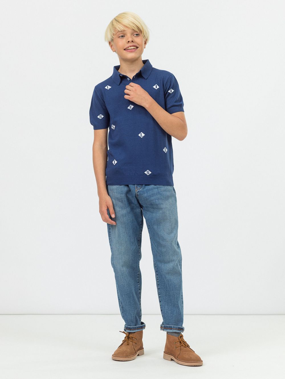 Поло для мальчика с коротким рукавом AT1084 сапфировый
