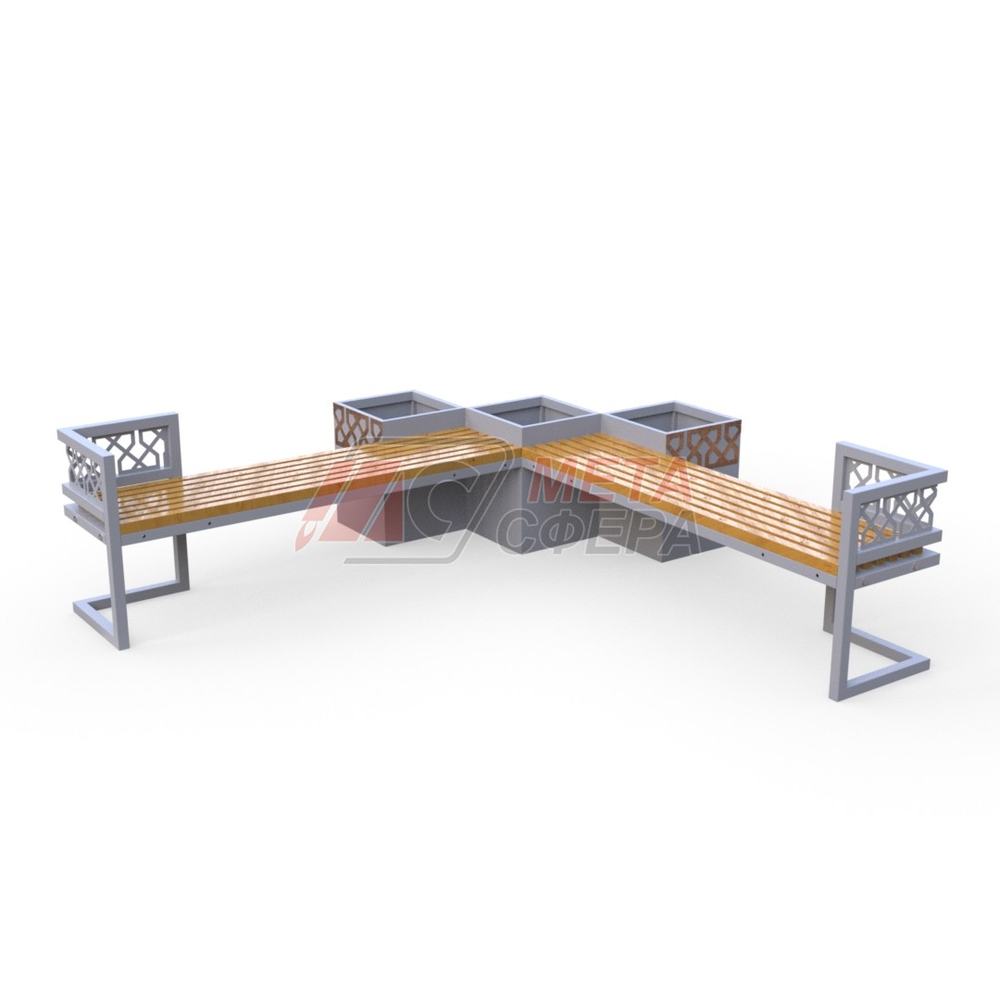 Лавка City угловая с 3-мя вазонами