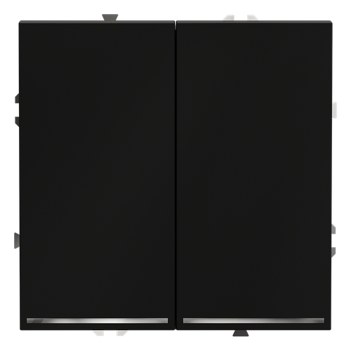 Выключатель встраиваемый VOLTUM S70 двухклавишный с подсветкой 10А, (черный матовый)