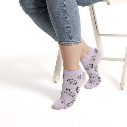 Набор укороченных носков с принтом "кошки" (5 пар) Hobby Line Нжу511