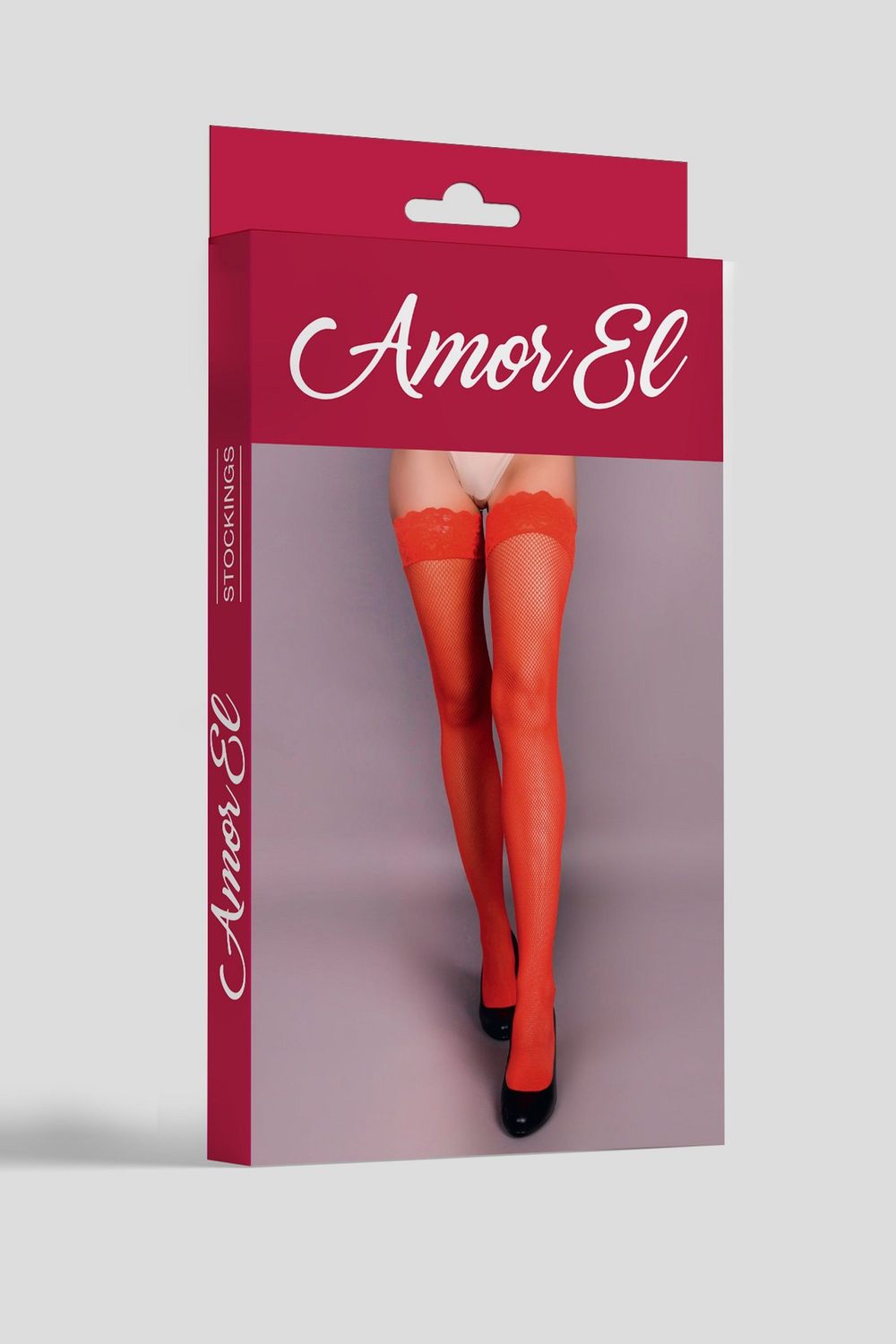 Пикантные чулочки в мелкую сетку с рисунком сзади (Размер: S-M-L) (Цвет: красный)