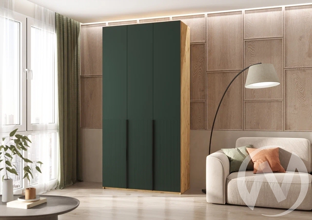 Шкаф 3-х ств.(1200) с доп.ящиками Марвэл (дуб крафт/браш мени грин)