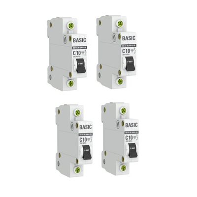 Авт. выключатель 1P 10А (C) 4,5кА ВА 47-29 Basic 4шт.