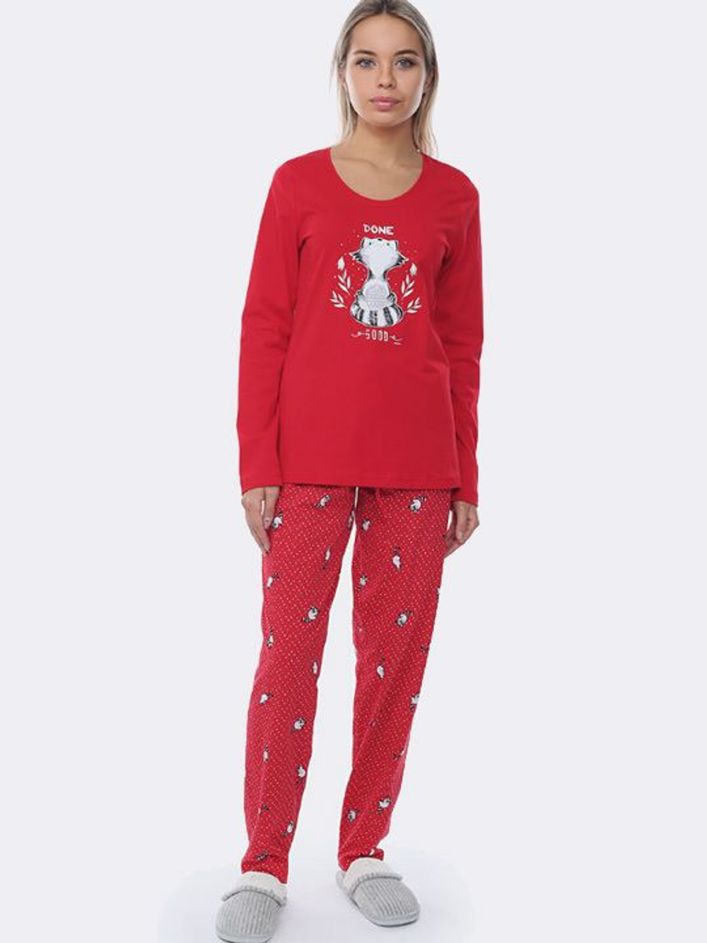 Оригинальный комплект с брюками на манжетах (Размер: L) (Цвет: красный)