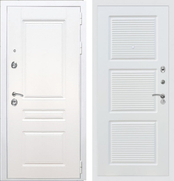 Входная металлическая белая дверь RеX (РЕКС) Премиум H белая ФЛ-243 силк сноу / ФЛ-1 16 мм силк сноу