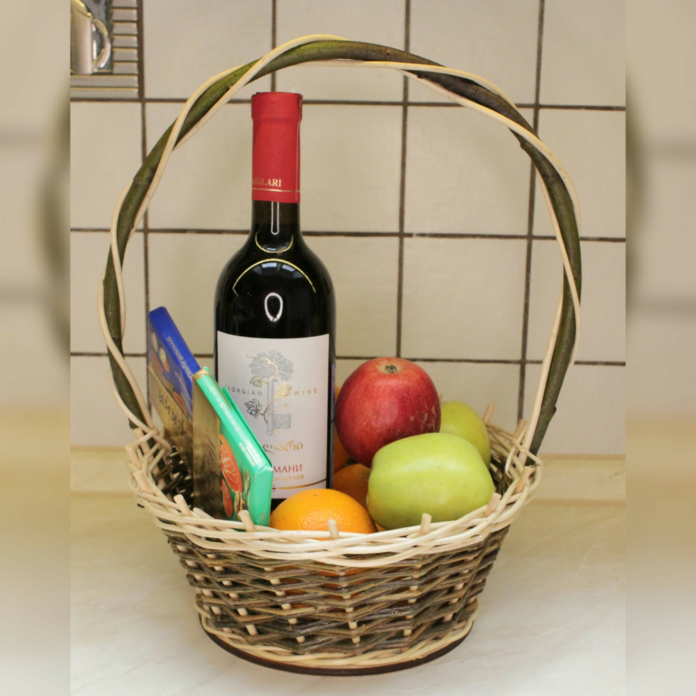 Корзина круглая подарочная арт. D260GR, диаметр 26 см