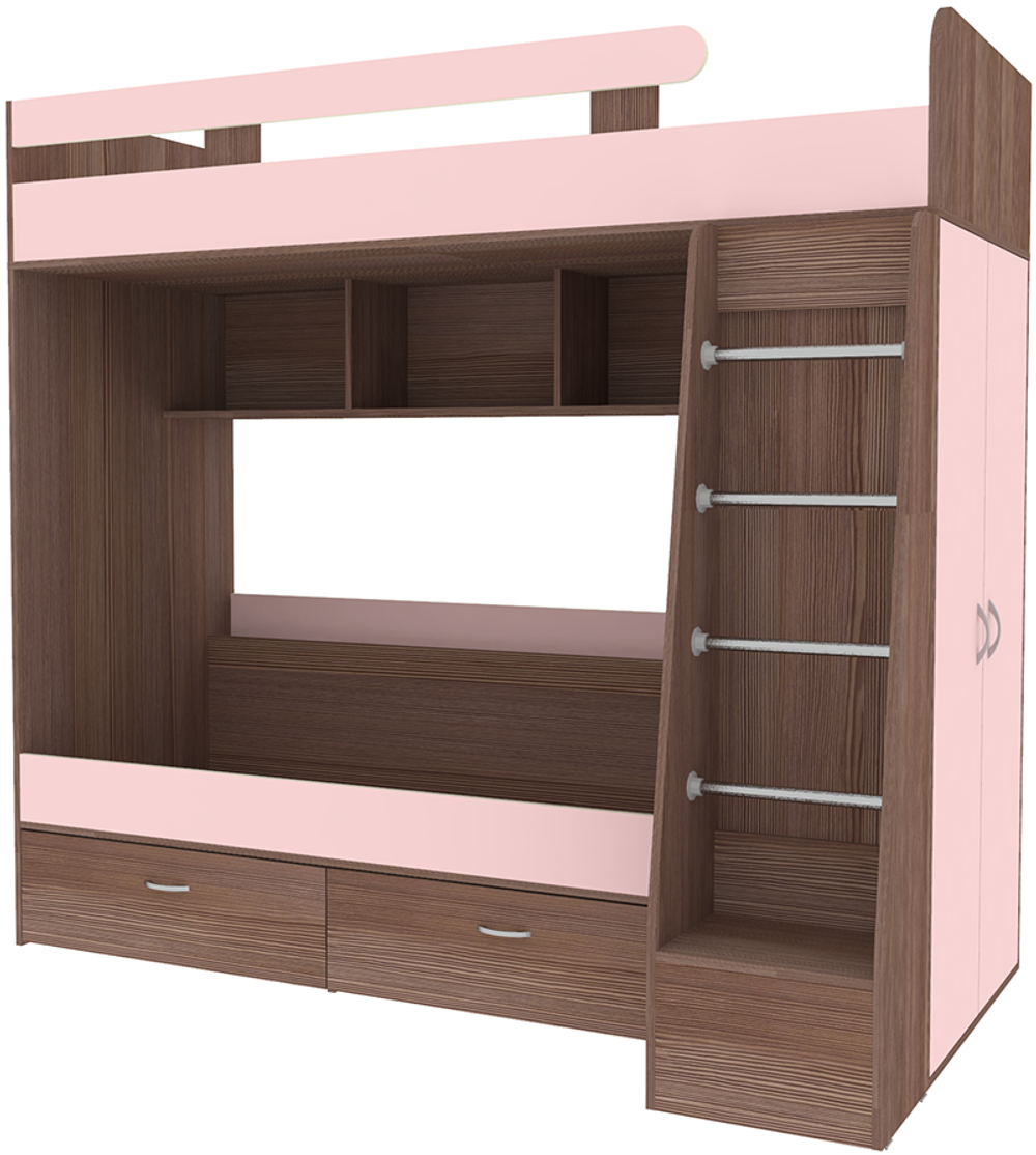 Двухъярусная кровать КарИВи Юниор 6 Бодего Темный Розовый