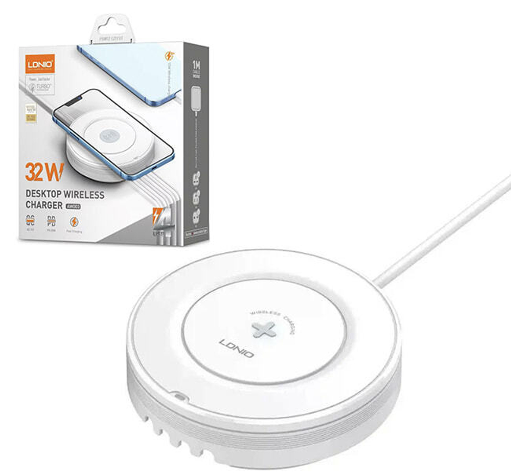 Беспроводная зарядка LDNIO AW003 3USB + Type-C 32W (белый)