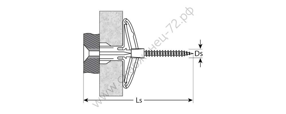 ЗУБР БАБОЧКА 10 х 50 мм, дюбель для пустотелых конструкций полипропиленовый, 100 шт (4-301325)