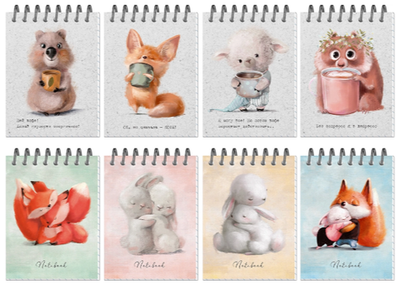 Блокнот А7 40л. "Милашки-обнимашки" крепление сверху, облистерУФ лак (ПОЛИНОМ)