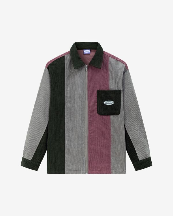 Рубашка Velvet Color block Zip Серая/Темно-зеленая/Пурпурная - фото 1