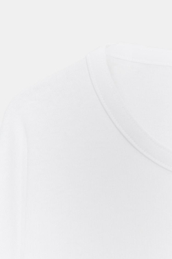 ZARA ФУТБОЛКА С РУКАВАМИ-КРЫЛЫШКАМИ, БЕЛЫЙ