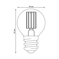 LED-G45-4W-4000K-E27-CL GLY01TR Лампа светодиодная. Форма шар. прозрачная. Серия Яркая A++. Белый свет 4000K. Картон. ТМ Uniel