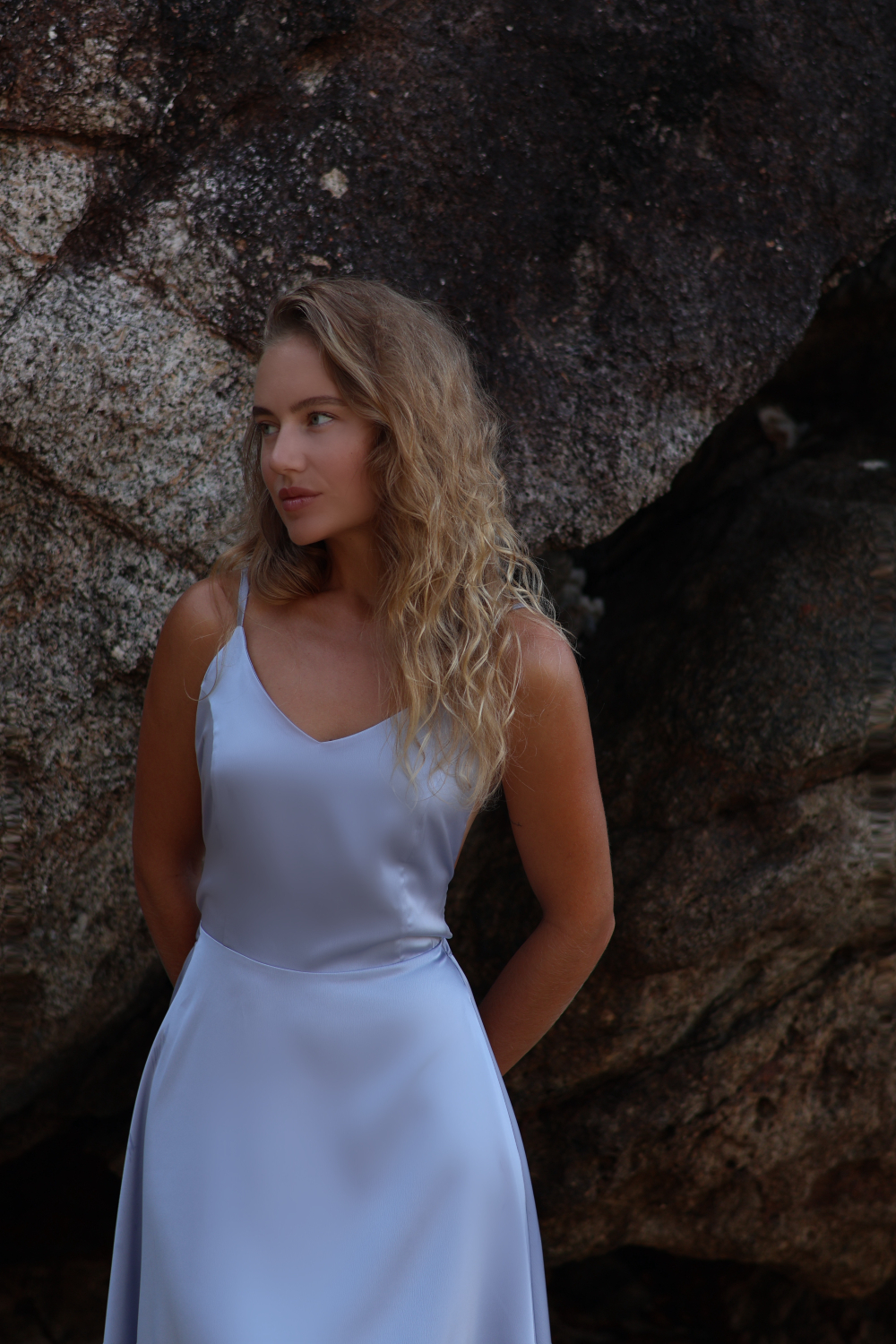 Платье Blossom миди серо-голубой