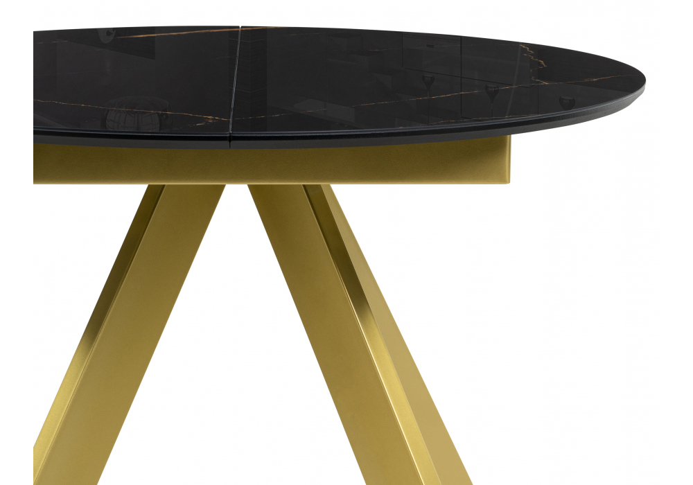 Стол стеклянный Woodville Галвестон 100х76 обсидиан, черный, золото