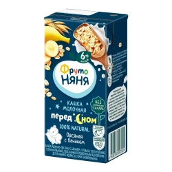 Каша овсяная детская ФрутоНяня с 6 месяцев, с бананом , молочная, жидкая, 200 мл