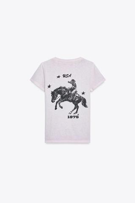 ZARA ФУТБОЛКА С ЭФФЕКТОМ ПОТЕРТОСТИ, РОЗОВЫЙ