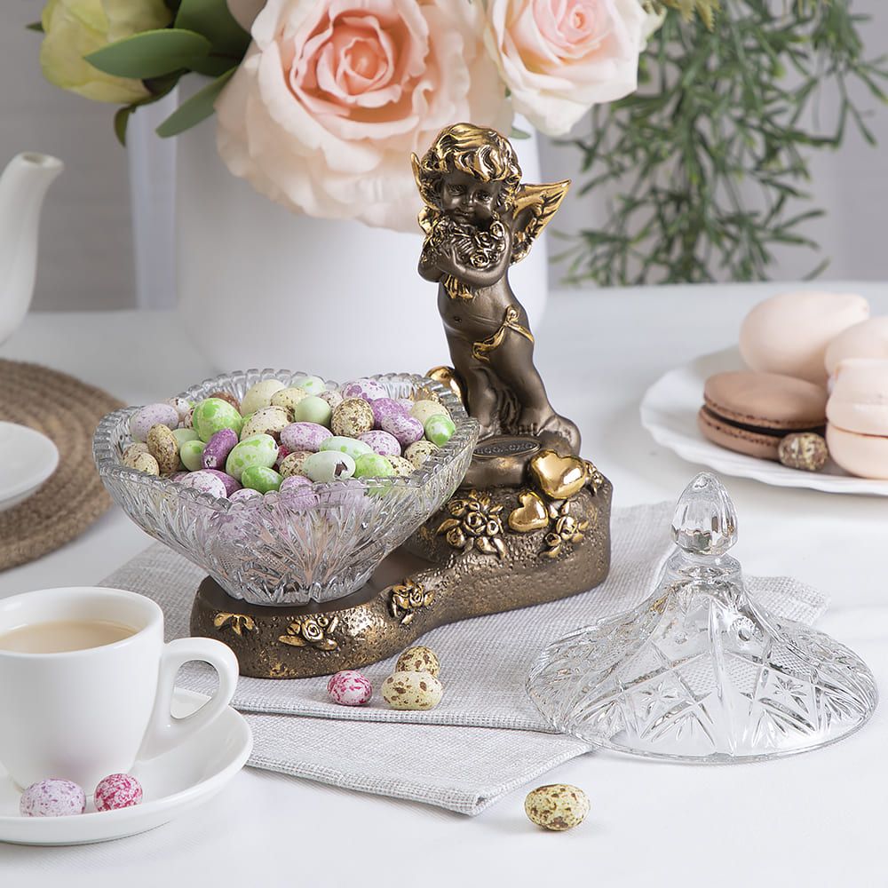 Сахарница стеклянная с крышкой Ангел Роуз Бронза