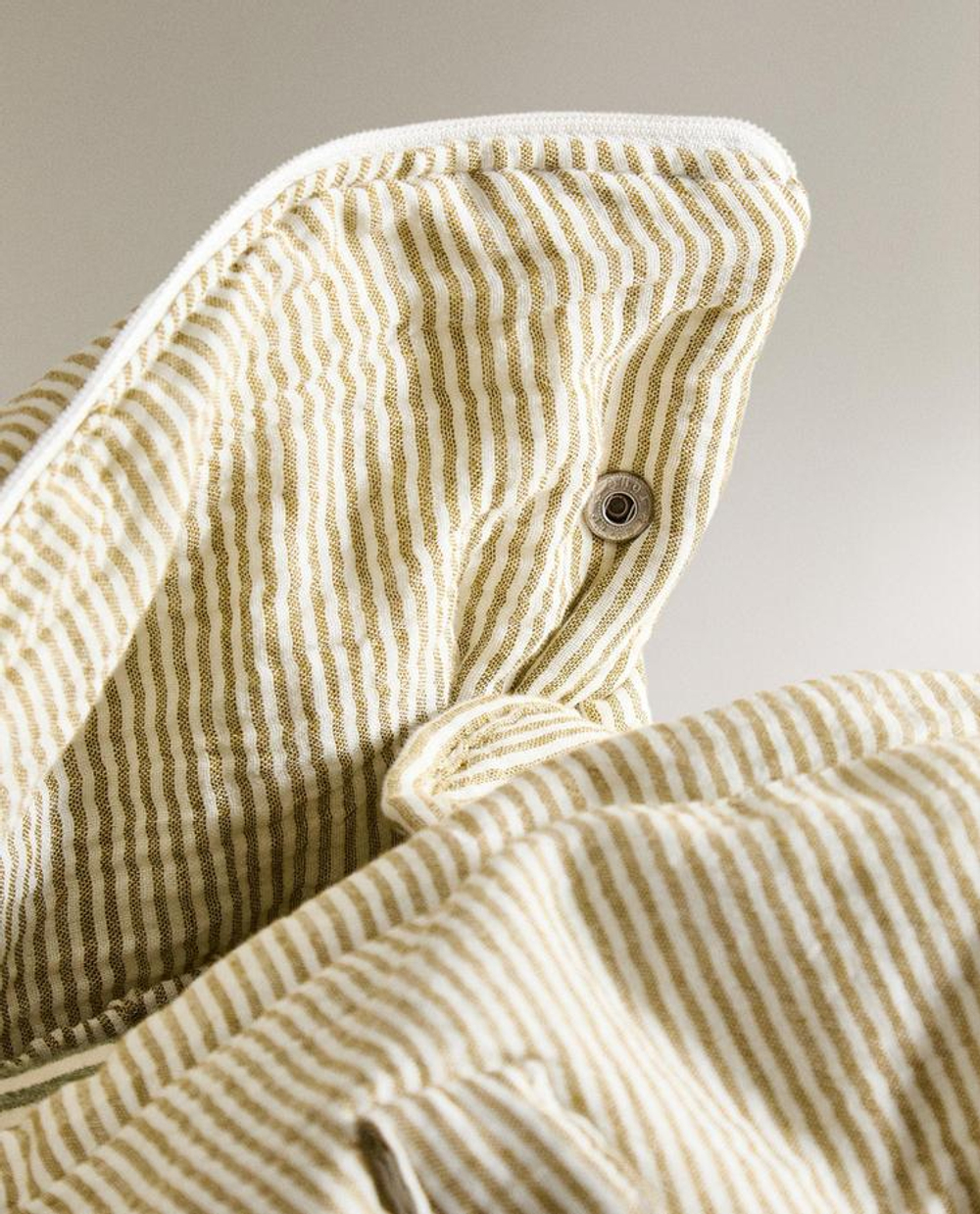 ZARA HOME ХЛОПКОВАЯ СУМКА В ПОЛОСКУ, ЗЕЛЕНЫЙ