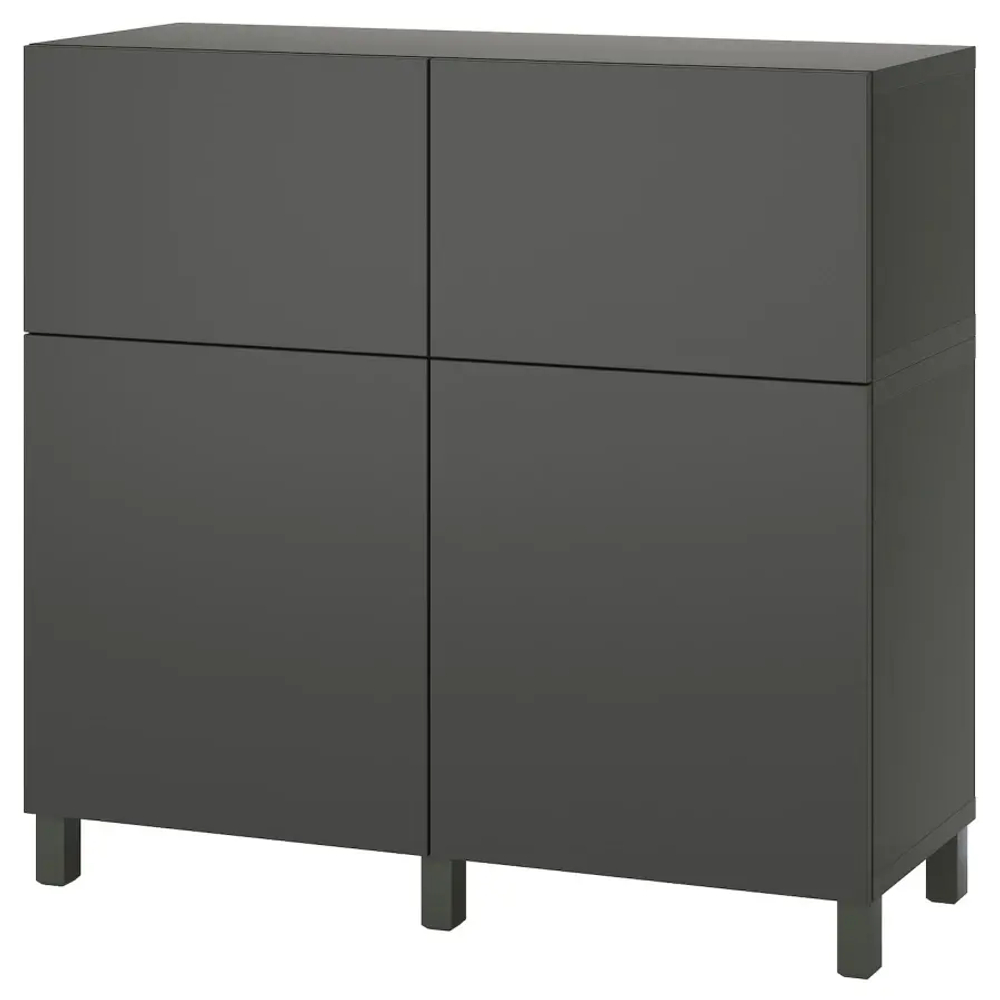 Комбинация для хранения - IKEA BESTÅ/BESTA, 120х42х112 см, черный матовый, БЕСТО ИКЕА