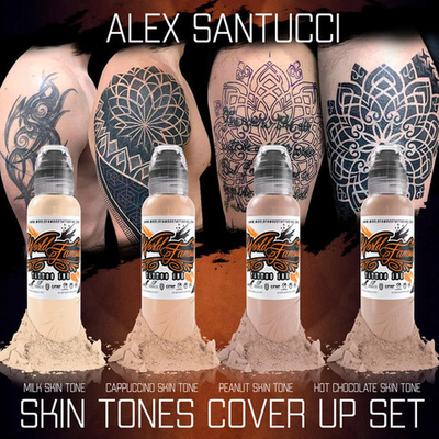 4 Color ALEX SANTUCCI COVER-UP SET World Famous Tattoo Ink