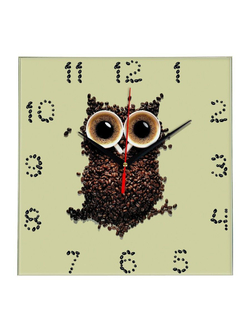 Настенные часы SouvenirClock Филин из зерен кофе, 28 см, Декор для дома, подарок